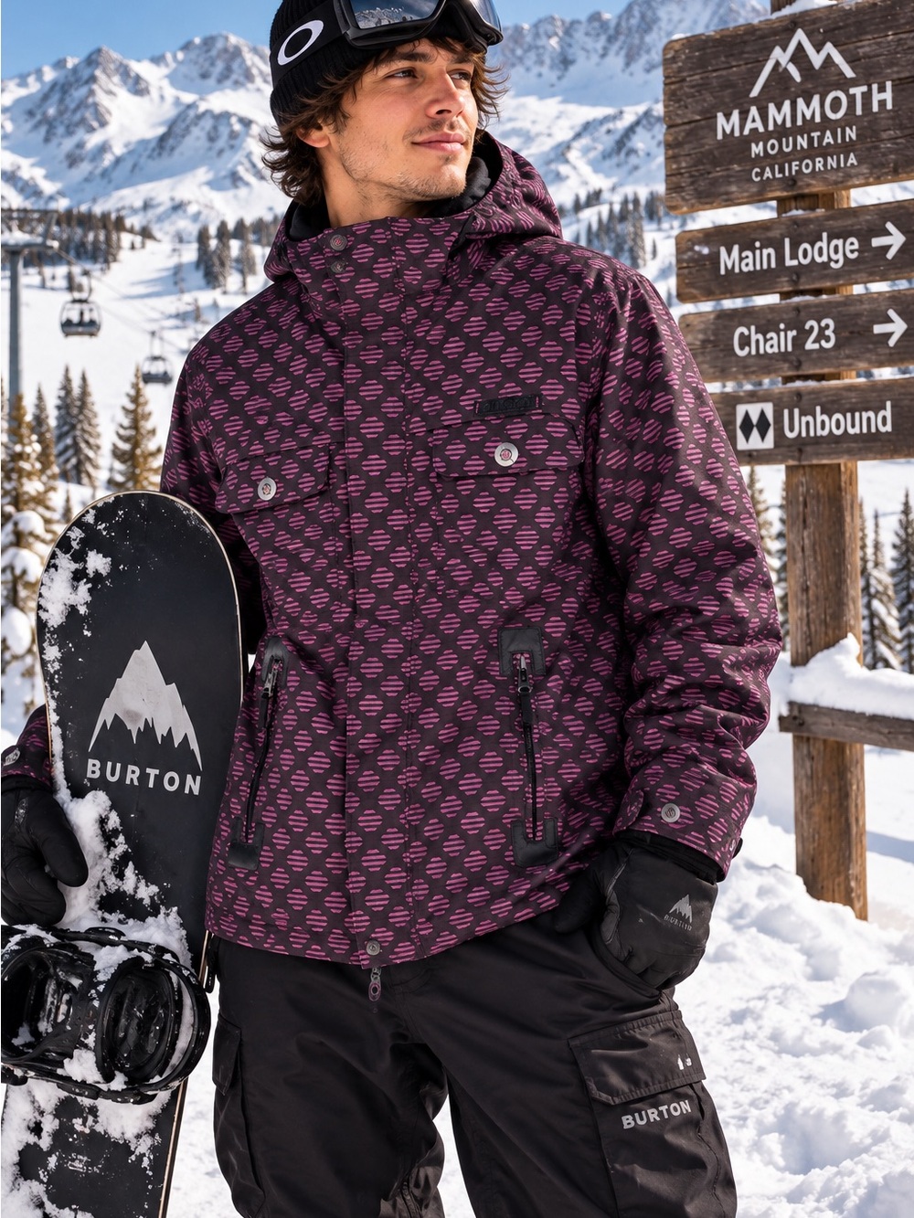 Burton DryRide Snowboard Ski Jacket Purple Black Geometric Unisex L
